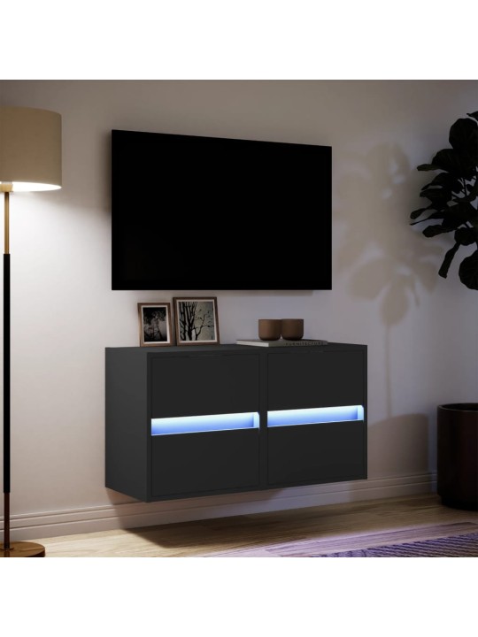 Nástěnné TV skříňky s LED osvětlením 2 ks černé 41 x 31 x 45 cm