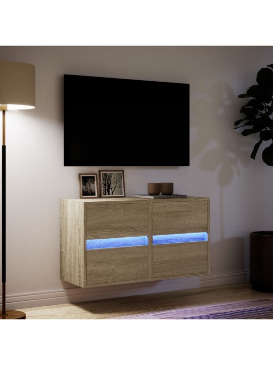 Nástěnné TV skříňky s LED osvětlením 2 ks dub sonoma 41x31x45cm