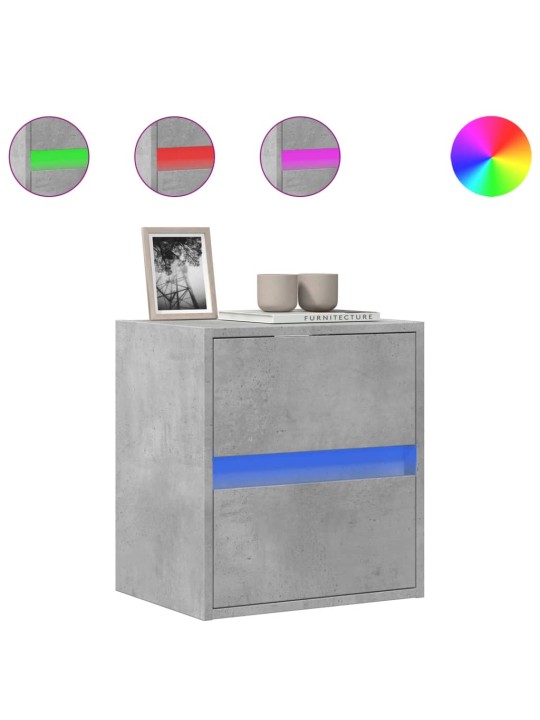 Nástěnná TV skříňka s LED osvětlením betonově šedá 41x31x45 cm