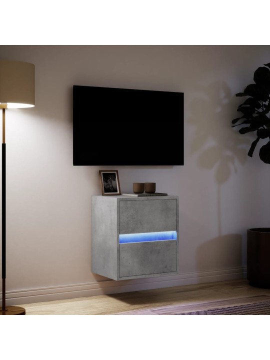 Nástěnná TV skříňka s LED osvětlením betonově šedá 41x31x45 cm