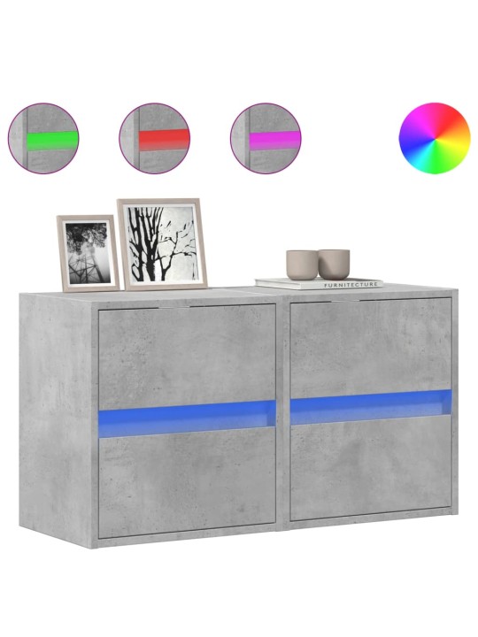 Nástěnné TV skříňky s LED 2 ks betonově šedé 41 x 31 x 45 cm