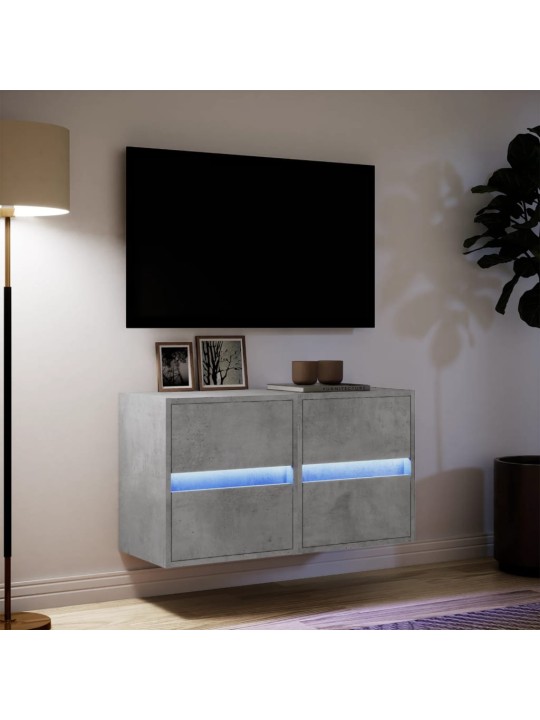 Nástěnné TV skříňky s LED 2 ks betonově šedé 41 x 31 x 45 cm