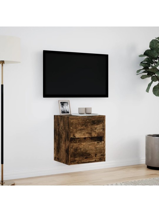 Nástěnná tv skříňka s led osvětlením kouřový dub 41x31x45 cm