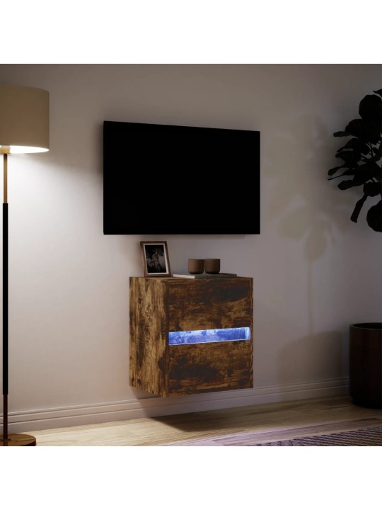 Nástěnná tv skříňka s led osvětlením kouřový dub 41x31x45 cm