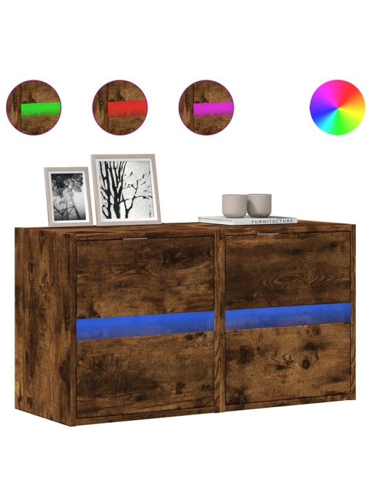 Nástěnné tv skříňky s led 2 ks kouřový dub 41 x 31 x 45 cm