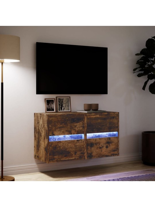 Nástěnné tv skříňky s led 2 ks kouřový dub 41 x 31 x 45 cm
