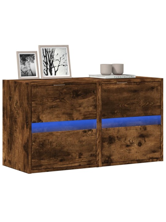 Nástěnné tv skříňky s led 2 ks kouřový dub 41 x 31 x 45 cm