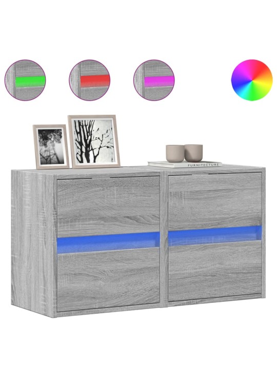 Nástěnné tv skříňky s led 2 ks šedé sonoma 41 x 31 x 45 cm