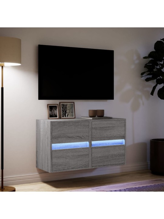 Nástěnné tv skříňky s led 2 ks šedé sonoma 41 x 31 x 45 cm