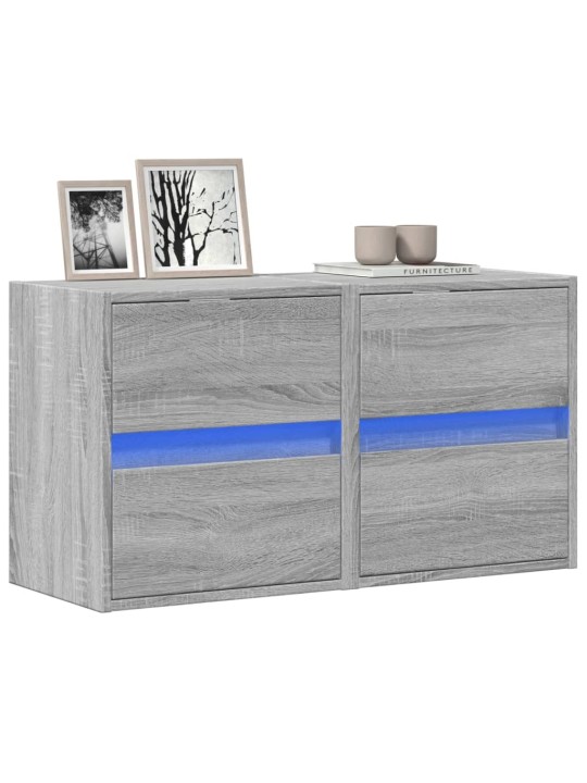 Nástěnné tv skříňky s led 2 ks šedé sonoma 41 x 31 x 45 cm