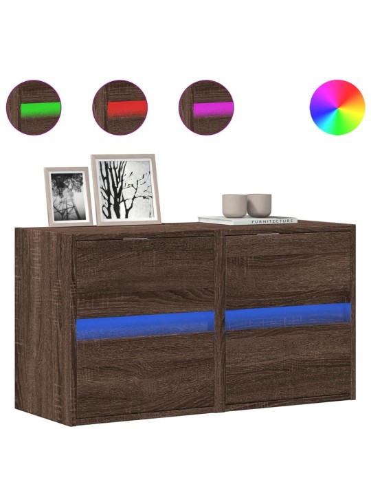 Nástěnné tv skříňky s led osvětlením 2 ks hnědý dub 41x31x45 cm