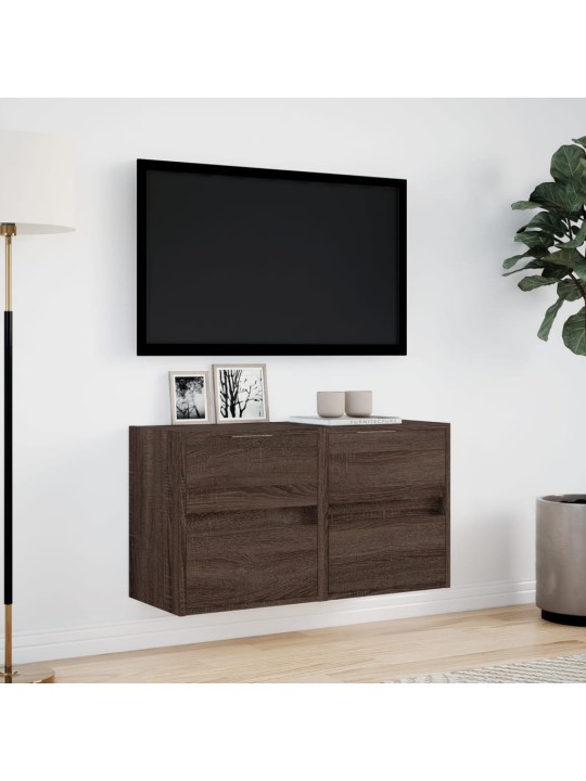 Nástěnné tv skříňky s led osvětlením 2 ks hnědý dub 41x31x45 cm