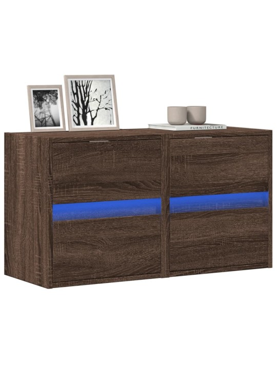 Nástěnné tv skříňky s led osvětlením 2 ks hnědý dub 41x31x45 cm
