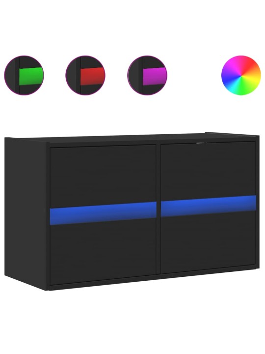 Nástěnná TV skříňka s LED osvětlením černá 80 x 31 x 45 cm