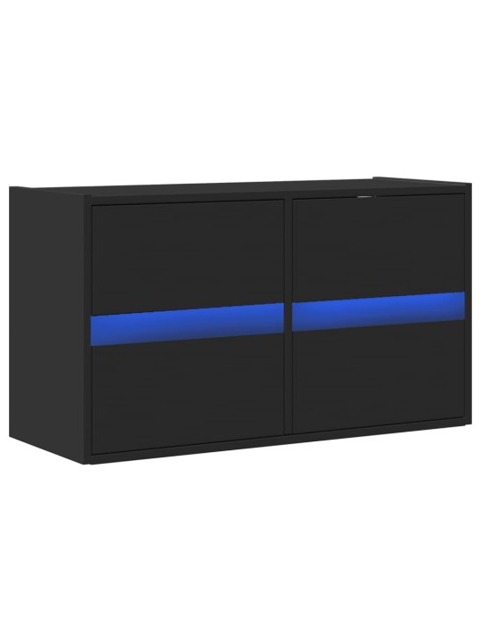 Nástěnná TV skříňka s LED osvětlením černá 80 x 31 x 45 cm