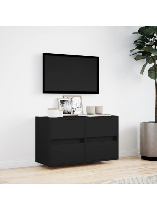 Nástěnná TV skříňka s LED osvětlením černá 80 x 31 x 45 cm