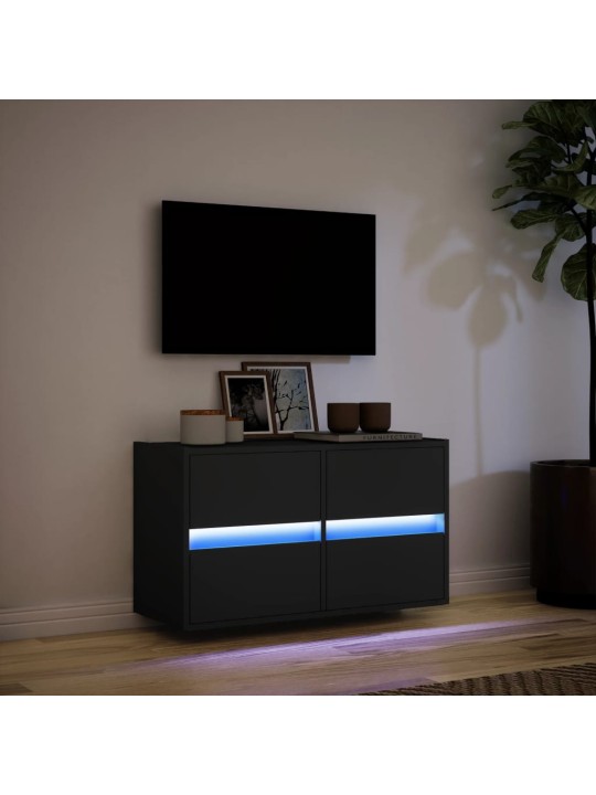 Nástěnná TV skříňka s LED osvětlením černá 80 x 31 x 45 cm