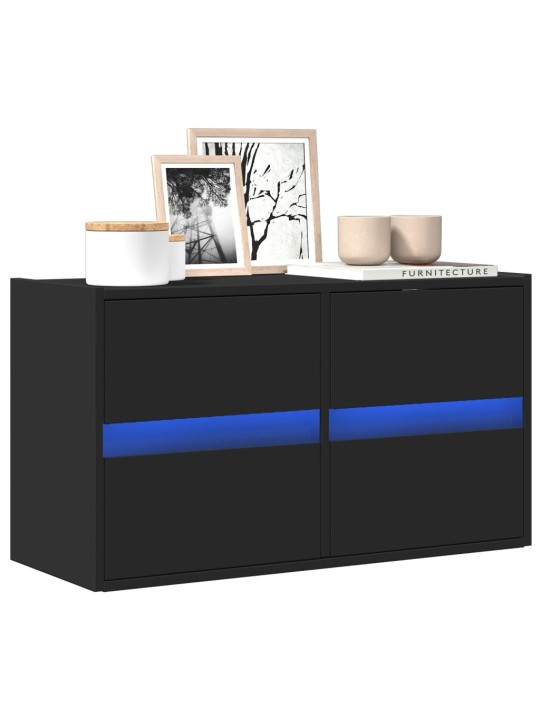 Nástěnná TV skříňka s LED osvětlením černá 80 x 31 x 45 cm