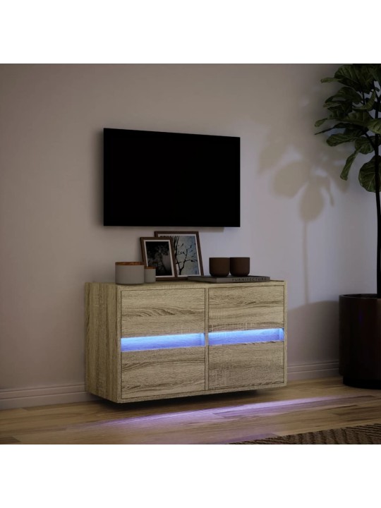 Nástěnná TV skříňka s LED osvětlením dub sonoma 80 x 31 x 45 cm