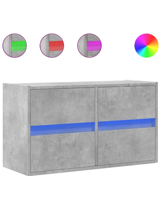 Nástěnná TV skříňka s LED osvětlením betonově šedá 80x31x45 cm