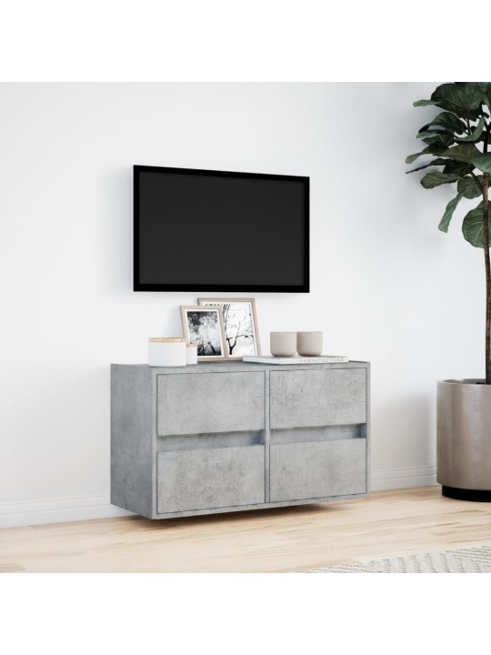 Nástěnná TV skříňka s LED osvětlením betonově šedá 80x31x45 cm