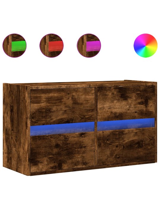 Nástěnná tv skříňka s led osvětlením kouřový dub 80x31x45 cm