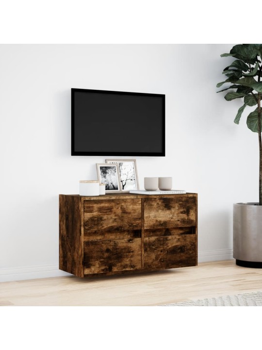 Nástěnná tv skříňka s led osvětlením kouřový dub 80x31x45 cm