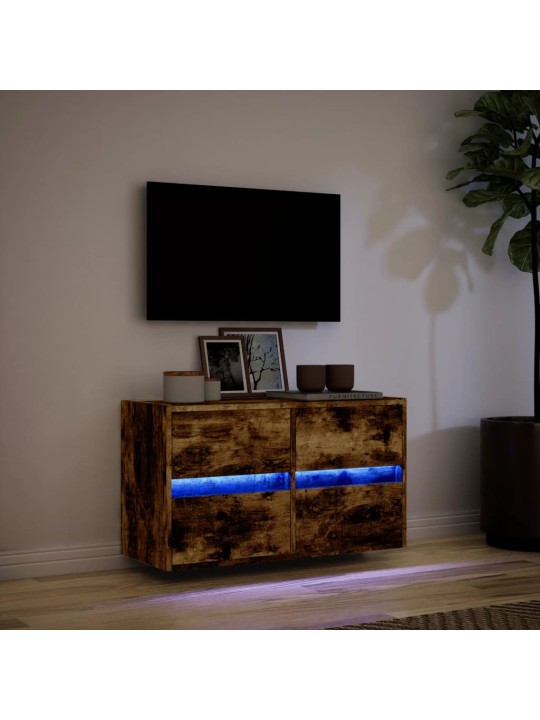 Nástěnná tv skříňka s led osvětlením kouřový dub 80x31x45 cm