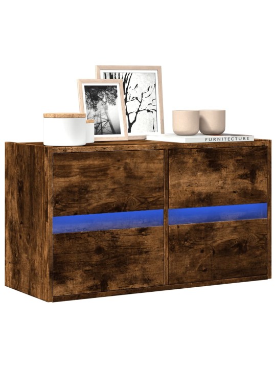 Nástěnná tv skříňka s led osvětlením kouřový dub 80x31x45 cm