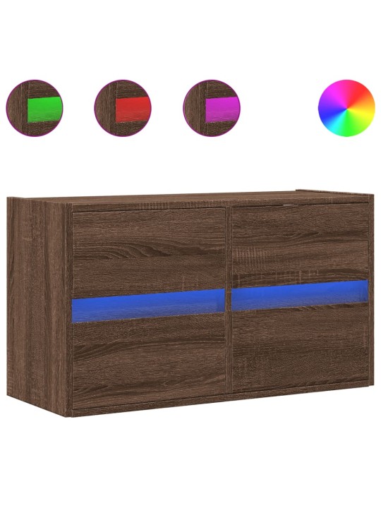 Nástěnná tv skříňka s led osvětlením hnědý dub 80 x 31 x 45 cm