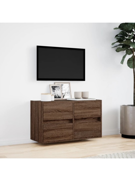 Nástěnná tv skříňka s led osvětlením hnědý dub 80 x 31 x 45 cm