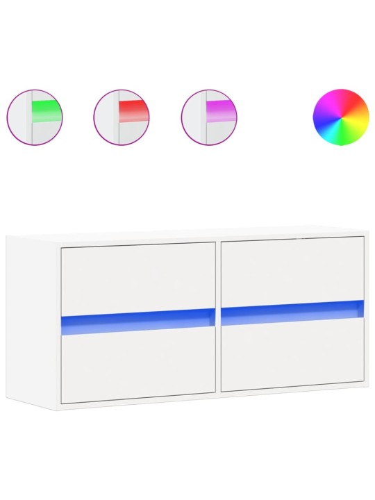 Nástěnná TV skříňka s LED osvětlením bílá 100 x 31 x 45 cm