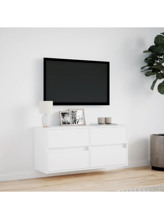 Nástěnná TV skříňka s LED osvětlením bílá 100 x 31 x 45 cm