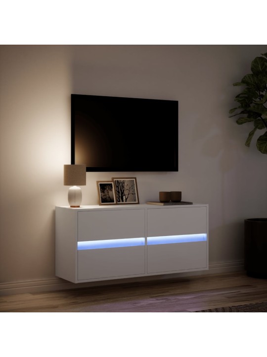Nástěnná TV skříňka s LED osvětlením bílá 100 x 31 x 45 cm