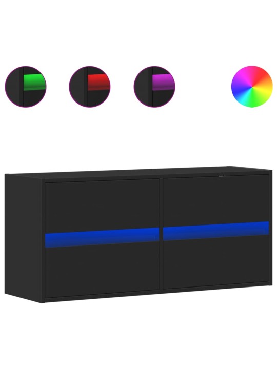 Nástěnná TV skříňka s LED osvětlením černá 100 x 31 x 45 cm