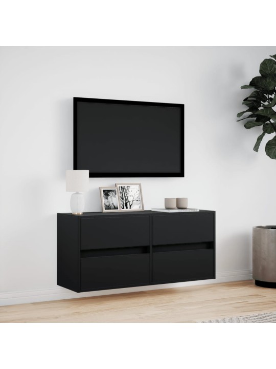 Nástěnná TV skříňka s LED osvětlením černá 100 x 31 x 45 cm