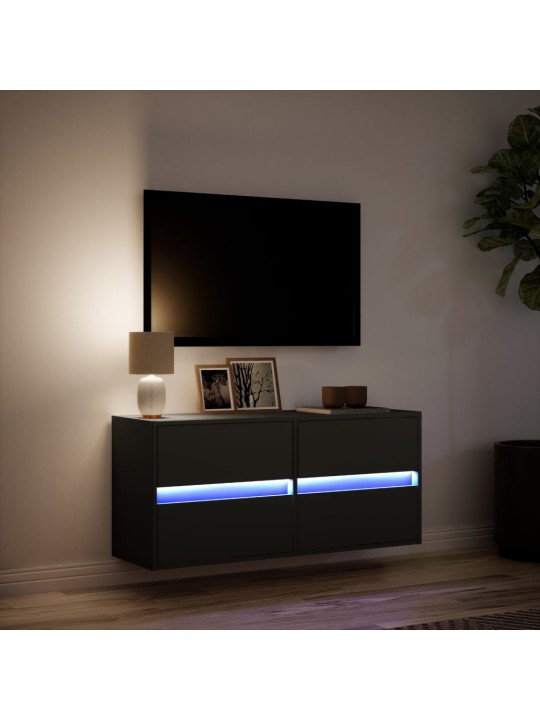 Nástěnná TV skříňka s LED osvětlením černá 100 x 31 x 45 cm