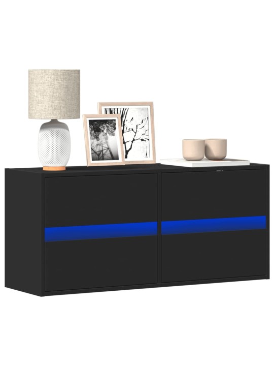 Nástěnná TV skříňka s LED osvětlením černá 100 x 31 x 45 cm