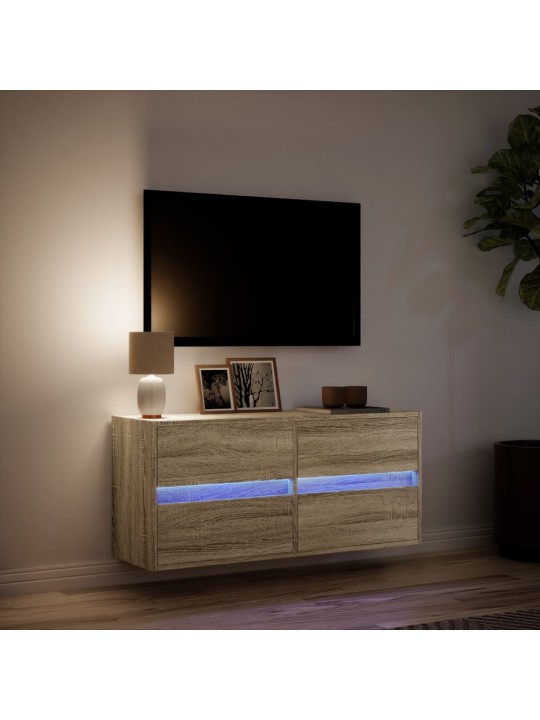 Nástěnná TV skříňka s LED osvětlením dub sonoma 100x31x45 cm