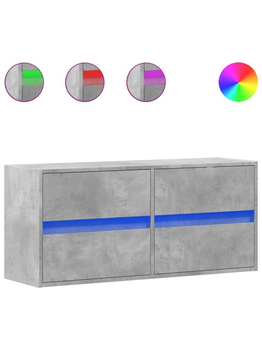 Nástěnná TV skříňka s LED osvětlením betonově šedá 100x31x45 cm