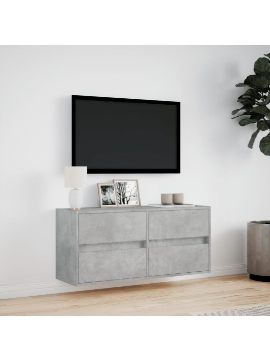 Nástěnná TV skříňka s LED osvětlením betonově šedá 100x31x45 cm