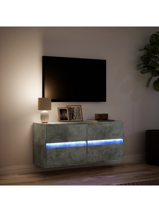 Nástěnná TV skříňka s LED osvětlením betonově šedá 100x31x45 cm