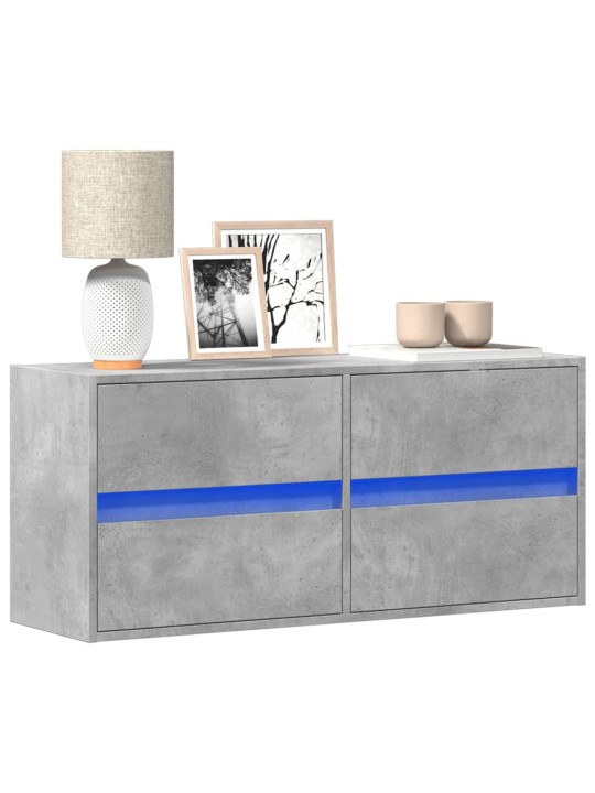 Nástěnná TV skříňka s LED osvětlením betonově šedá 100x31x45 cm