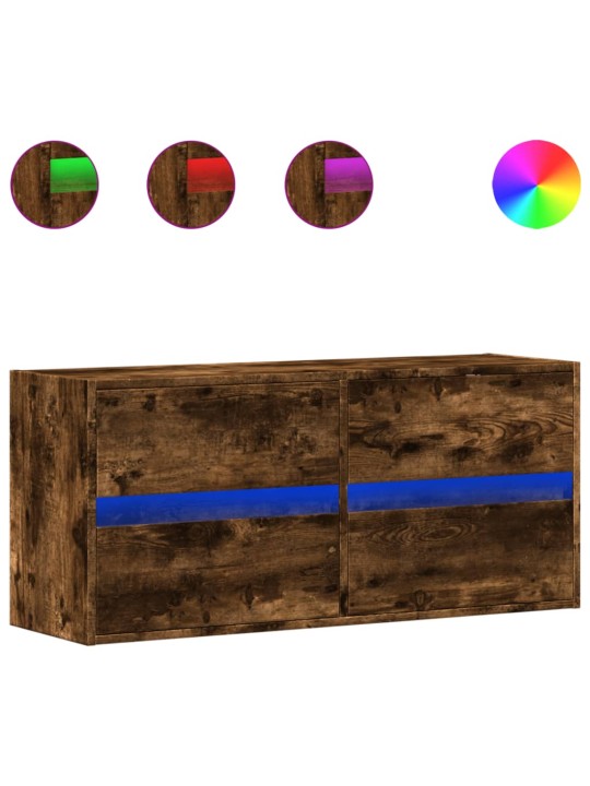 Nástěnná tv skříňka s led osvětlením kouřový dub 100x31x45 cm
