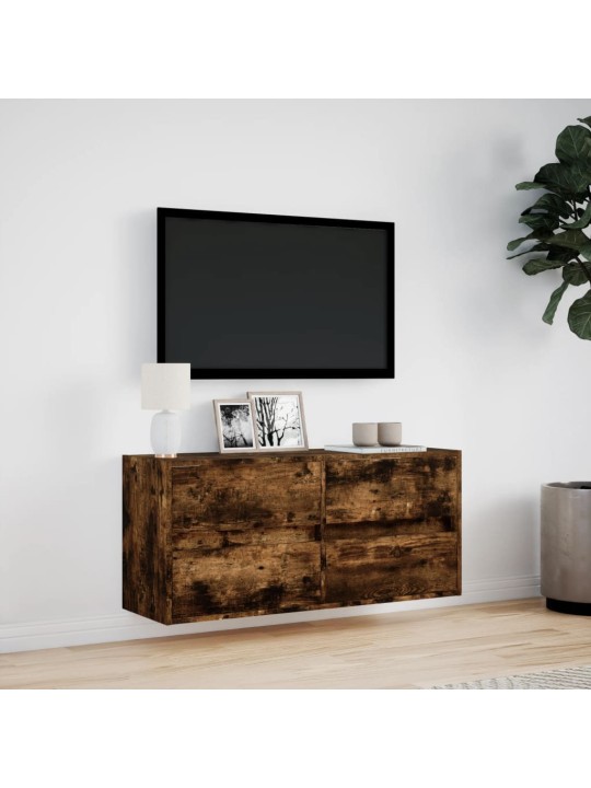 Nástěnná tv skříňka s led osvětlením kouřový dub 100x31x45 cm