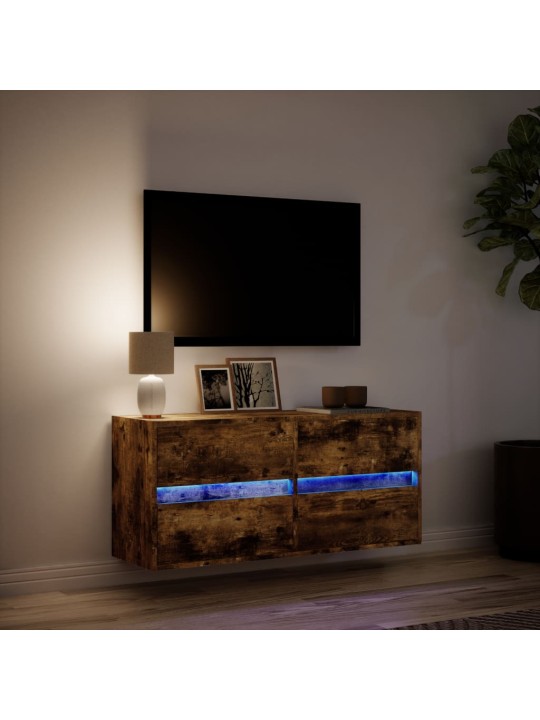 Nástěnná tv skříňka s led osvětlením kouřový dub 100x31x45 cm