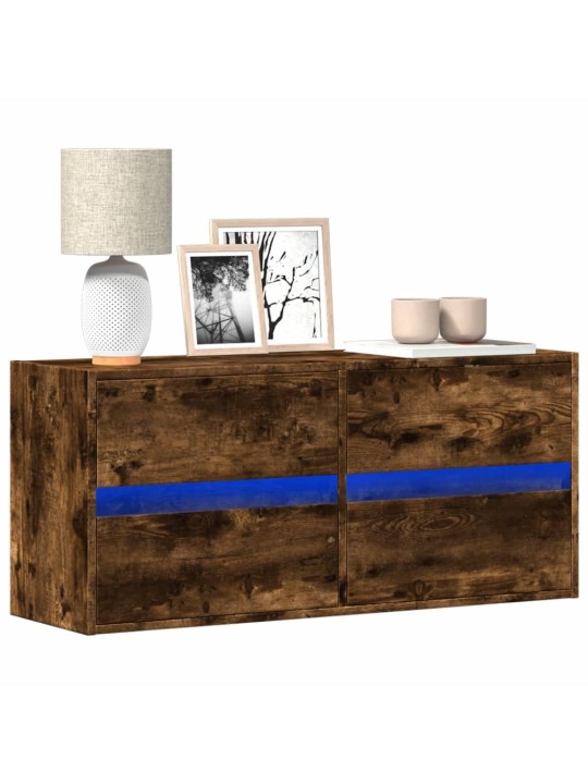 Nástěnná tv skříňka s led osvětlením kouřový dub 100x31x45 cm