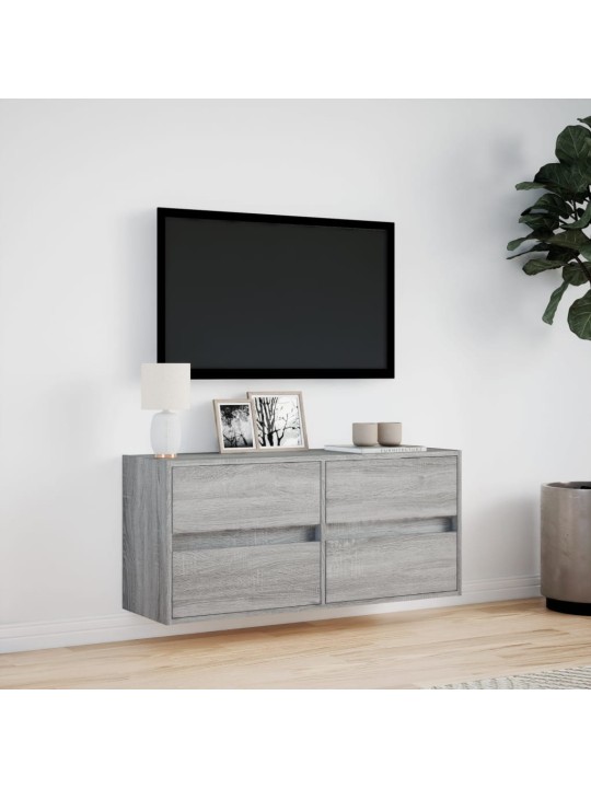 Nástěnná tv skříňka s led osvětlením šedá sonoma 100x31x45 cm