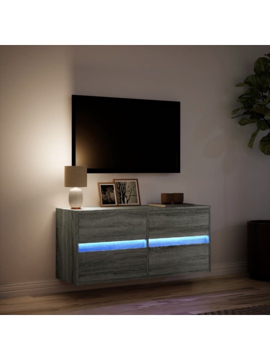 Nástěnná tv skříňka s led osvětlením šedá sonoma 100x31x45 cm