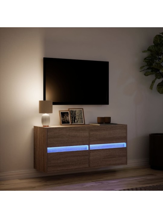 Nástěnná tv skříňka s led osvětlením hnědý dub 100 x 31 x 45 cm